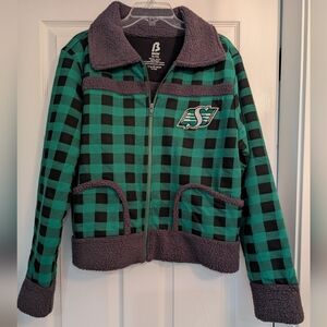 Saskatchewan Roughriders Buffalo Plaid, Faux Sherpa-Lined Jacket